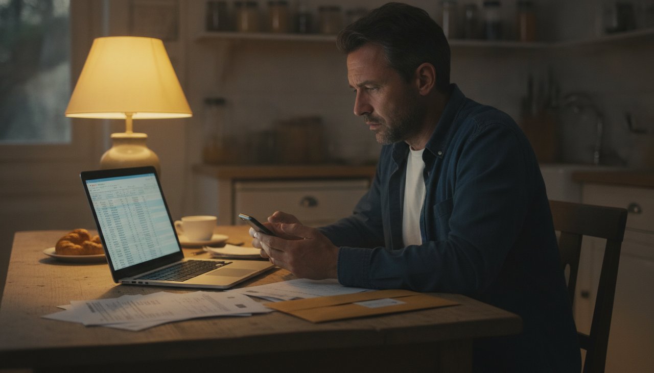 Banque qui refuse de rembourser un phishing : victime préparant sa contestation, relevés bancaires et courrier recommandé