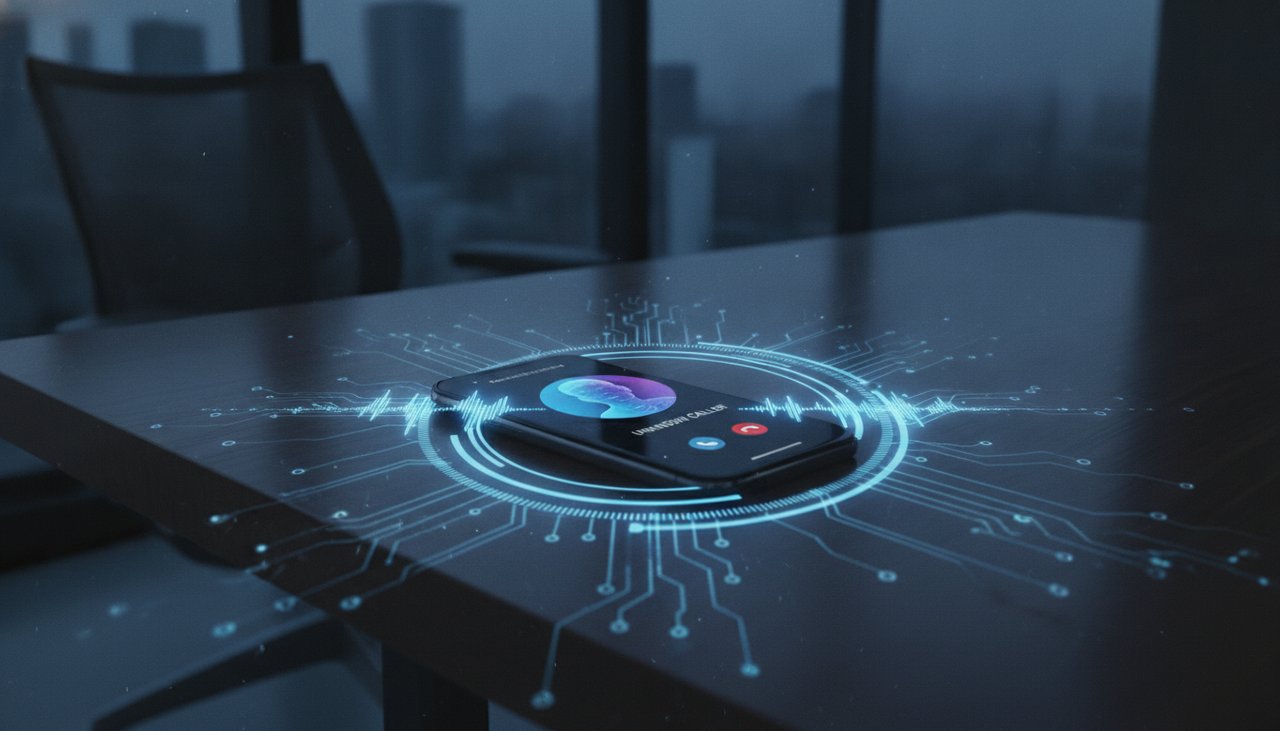 Smartphone recevant un appel frauduleux généré par intelligence artificielle