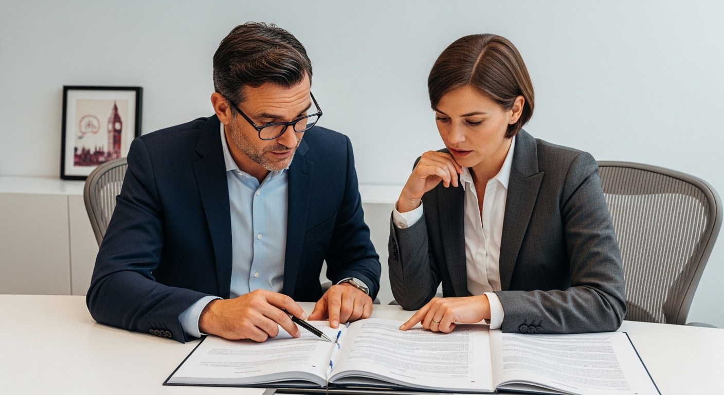Deux professionnels comparant un document RGPD en français et en anglais